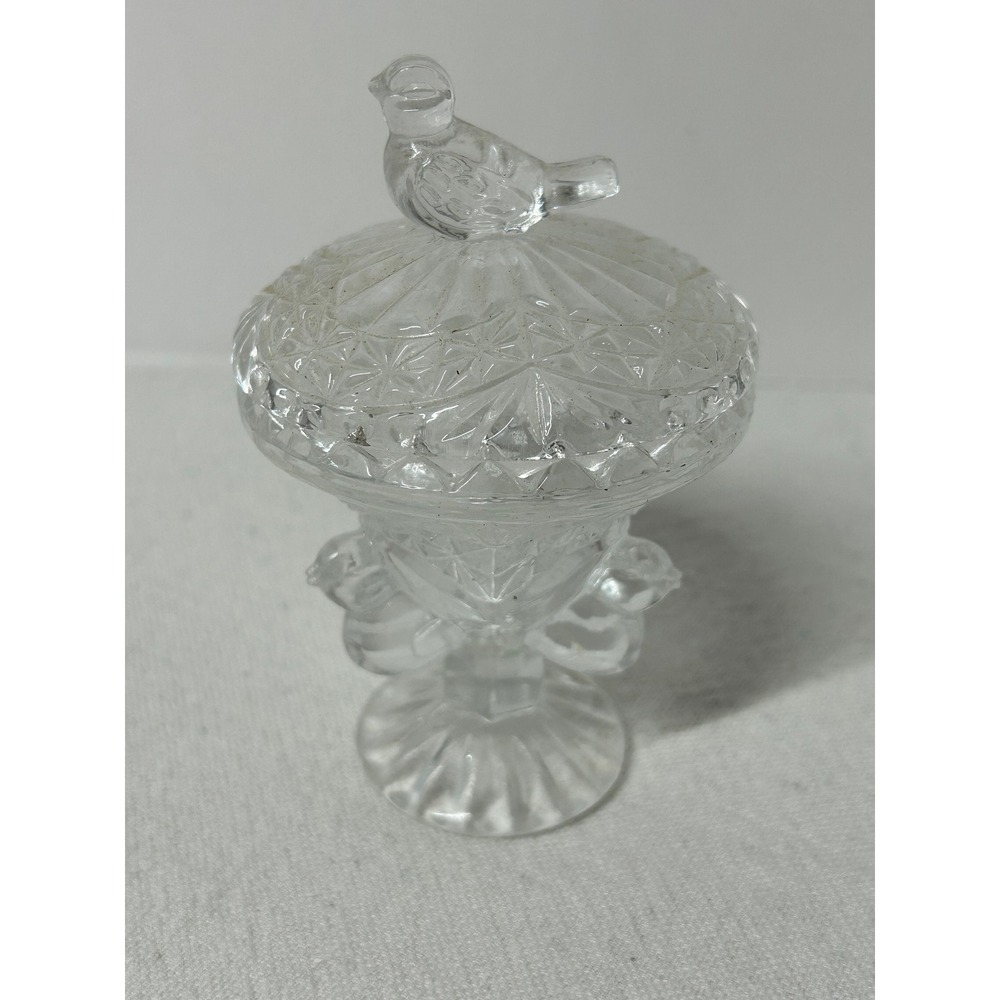 Lead Crystal Trinket Jar, Hofbauer The Byrdes Collection, Bird Bath Trinket Box